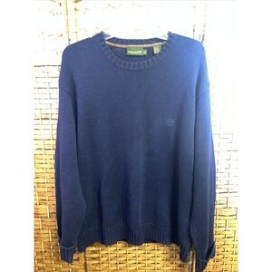 Timberland Chunky Cable Knit Sweater Men's XL Blue Cotton Ribbed Crew Neck